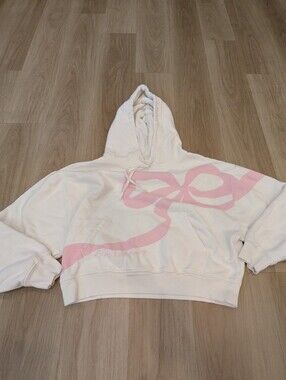 Love Shack Fancy White Oversized Bow Hoodie